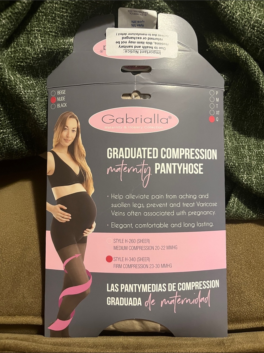 Gabriella Graduated Compression Maternity Pantyhose in Nude